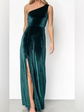 Tatiana Velvet One Shoulder Maxi Dress - Emerald Green - XL - NWT!